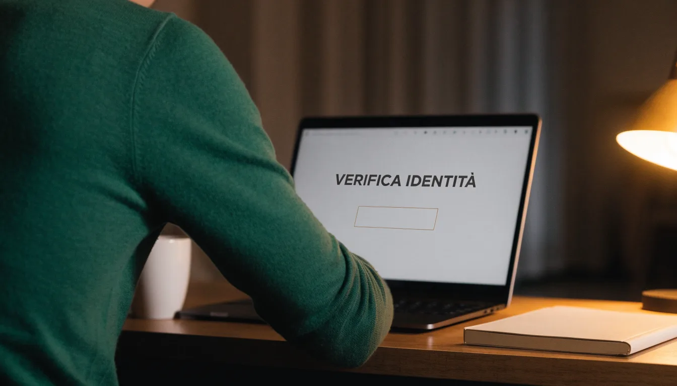Un foglio di concessione in carta con un timbro rosso, appoggiato su una scrivania di legno accanto a una penna
