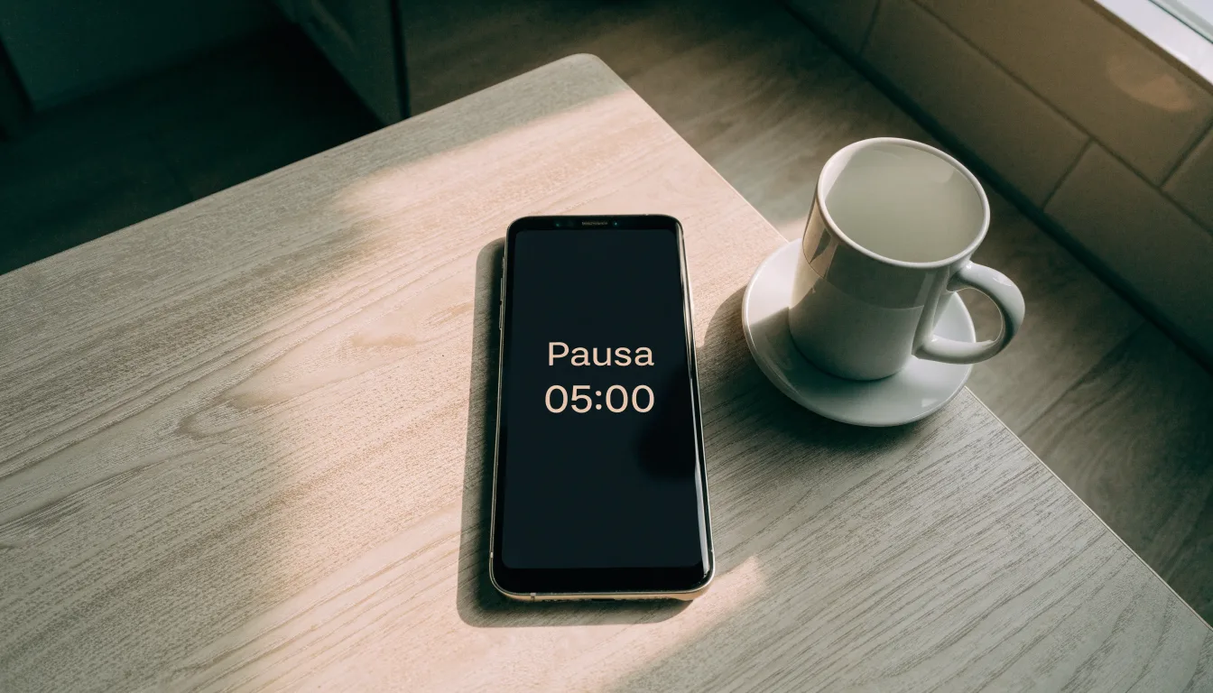 Un documento di identità appoggiato accanto a uno smartphone con un timer sullo schermo, su un tavolo da cucina
