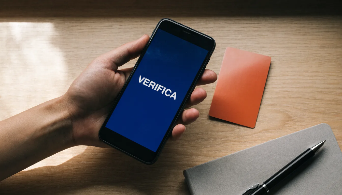 Un foglio di concessione in carta con un timbro rosso, appoggiato su una scrivania di legno accanto a una penna