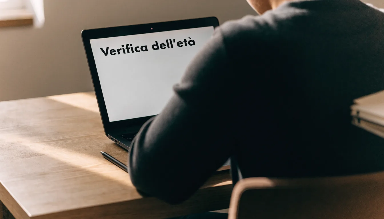 Un foglio di concessione in carta con un timbro rosso, appoggiato su una scrivania di legno accanto a una penna