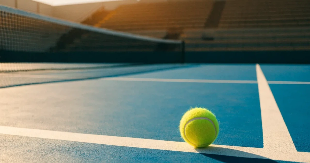 Un pallone da calcio sul dischetto del centrocampo di un prato, alla luce del mattino
